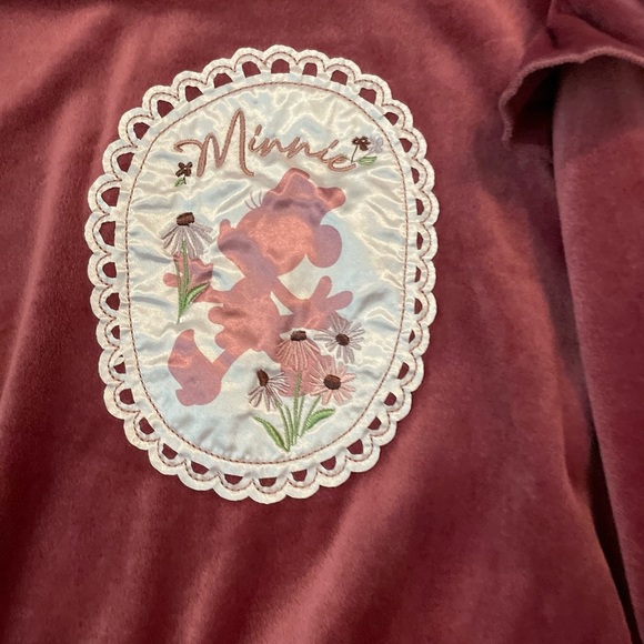 Disney Minnie Mouse Burgundy Matching ruffle sweater wideleg Set Plush Velour 5T - Picture 5 of 8